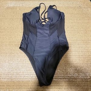 Black one piece bathing suit